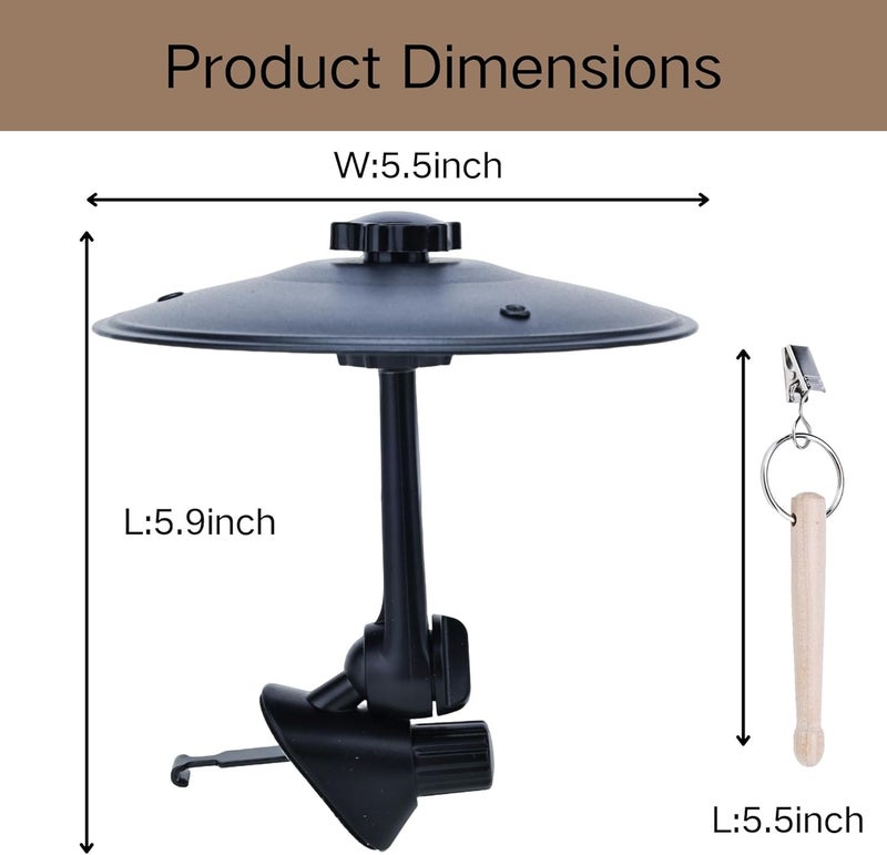Cherishching Car Cymbal Air Vent Mount, Mini Drum Crash Cymbal Set with Mini Drum Stick,Crash Cymbal Drum for On-the-Road Rhythmic Entertainment Music Enthusiast Gift(Black) - Image 3